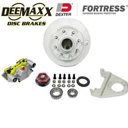 DeeMaxx® 7,000 lbs. Disc Brake Kit with 9/16" Studs for One Wheel with Maxx Coating Caliper and Dexter® Fortress® Aluminum Caps - DM7KMAXX916-F