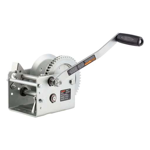 Curt Hand-Crank 2-Speed Winch, 2,600 lbs, 12.7:1 Low Gear Ratio, 10.6" Handle - 29526